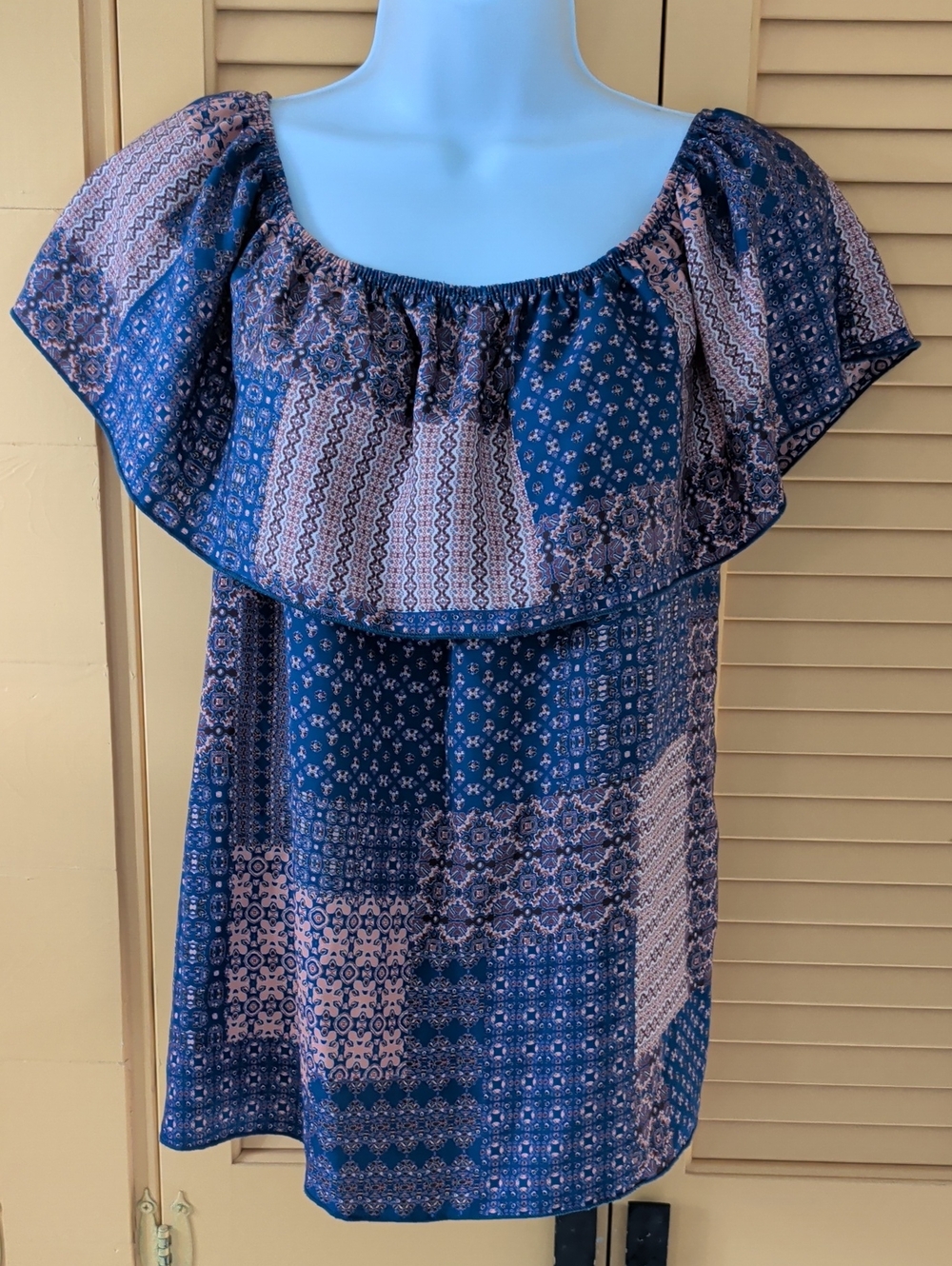 Purple Rain Teal & Blush Printed Blouse Size S